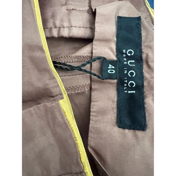 NWT Authentic Gucci Pants Dress Brown Gold Trim Seta Silk Straight Leg 40 US 4 S - Picture 12 of 12